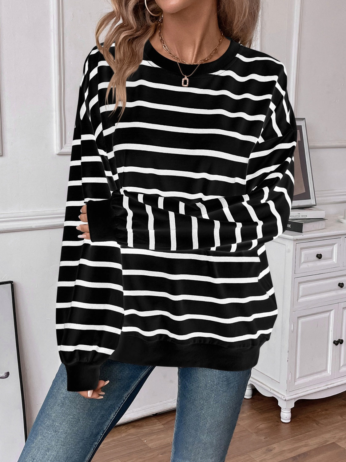 Striped Long Sleeve Sweatshirt