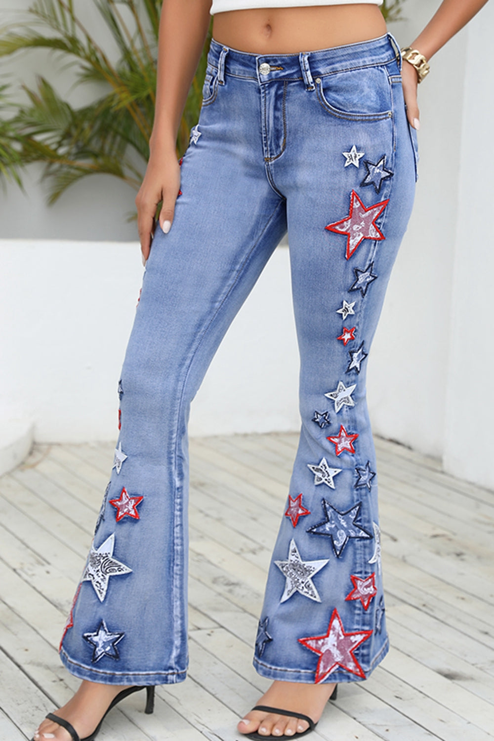 American Flag Wide Leg Jeans Medium