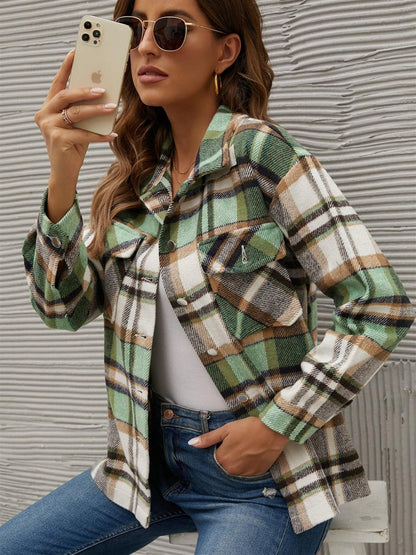 Plaid Button-Up Jacket