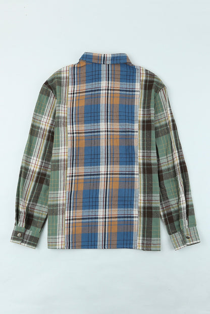 Stretchy Plaid Button-Down Shirt