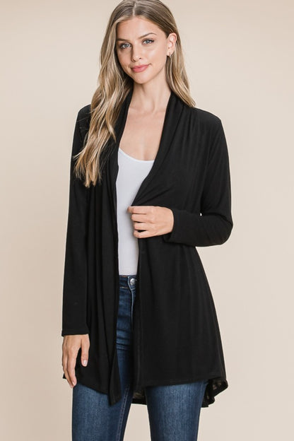 BOMBOM Open Front Long Sleeve Cardigan Black