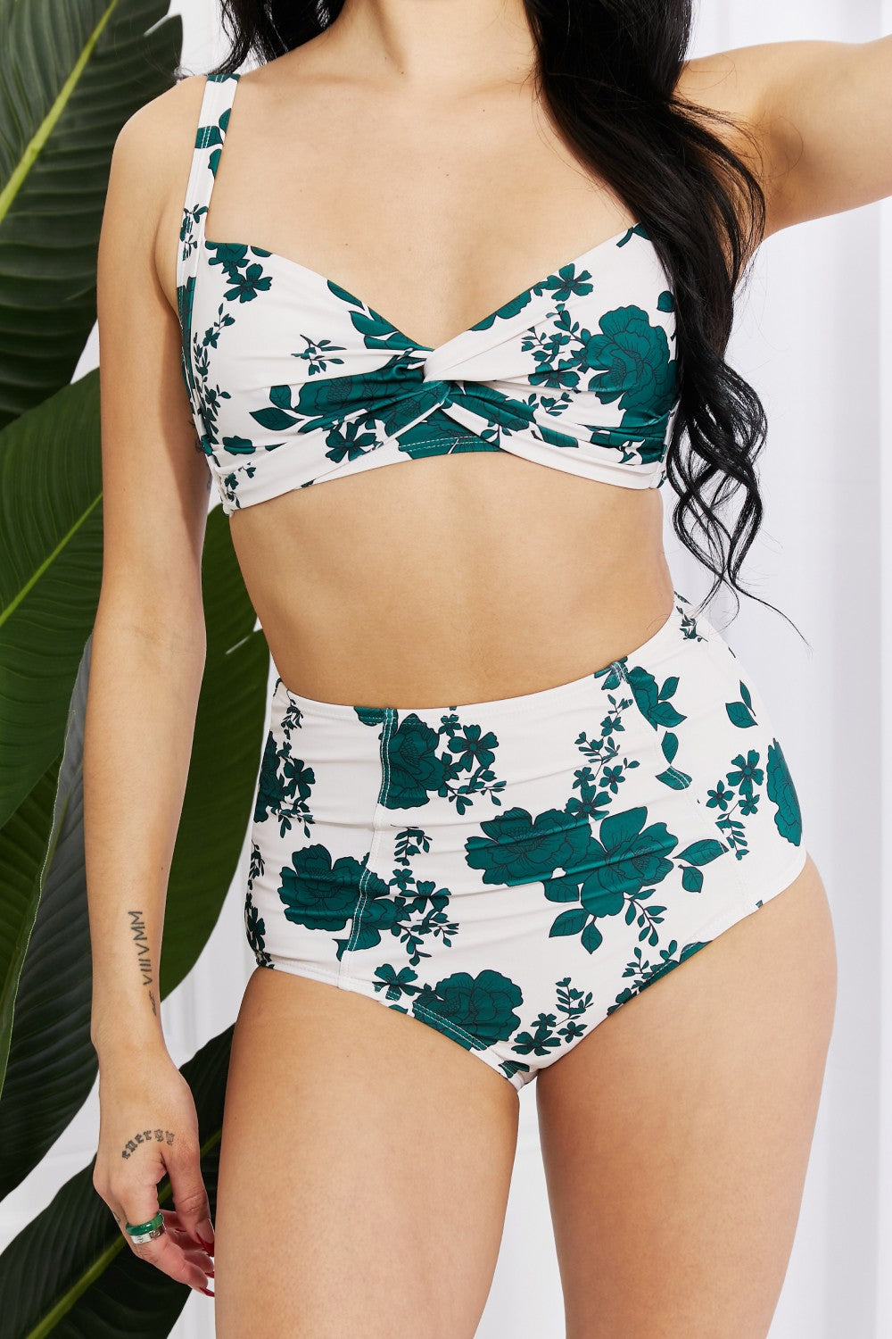 Forest Green High-Waisted Twist Bikini