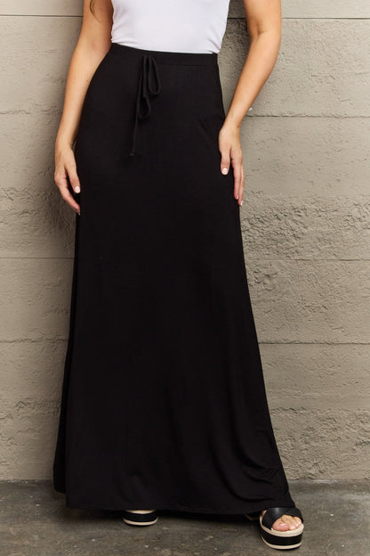 Flowy Black Maxi Skirt for Summer Holidays Black