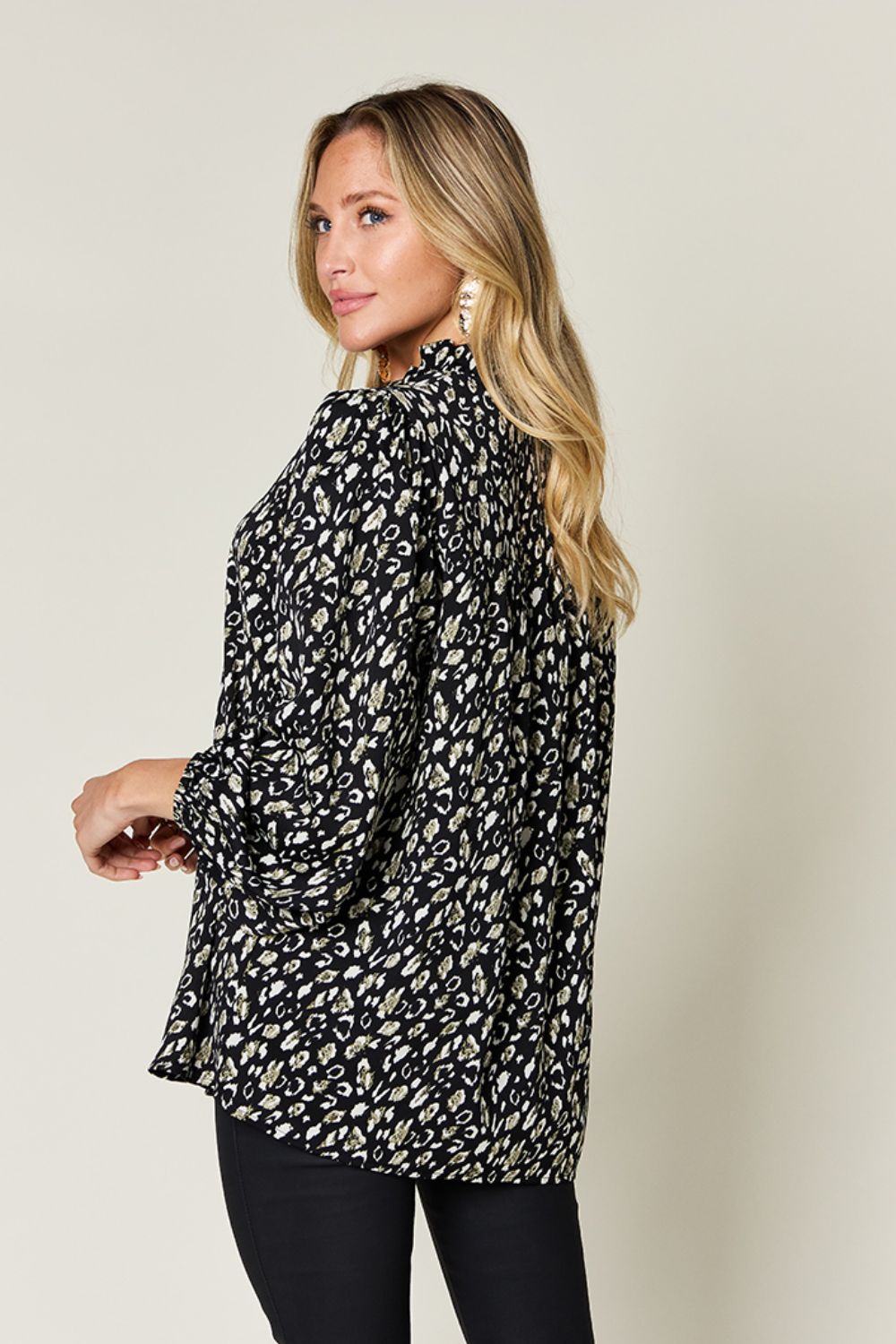 Leopard Print Long Sleeve Blouse