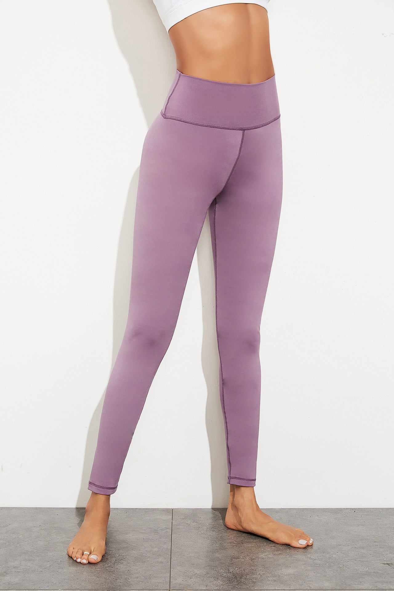 Exposed Seam High Waist Yoga Leggings Purple XL