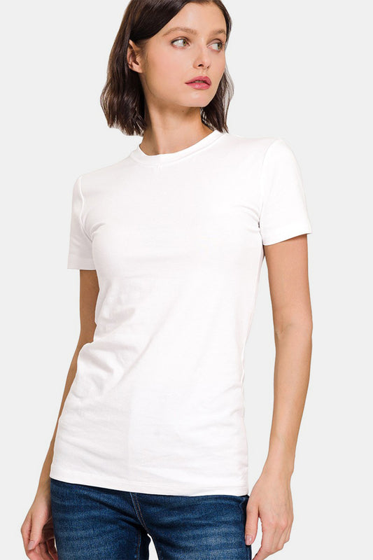 Zenana Crew Neck Short Sleeve T-Shirt White