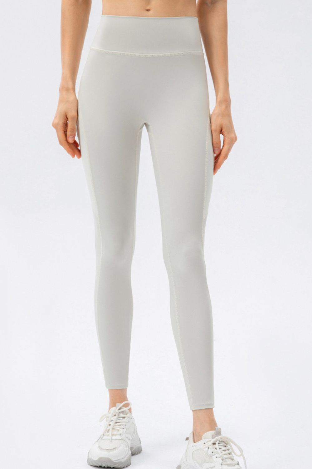 High Waist Slim Fit Long Sports Pants Light Gray