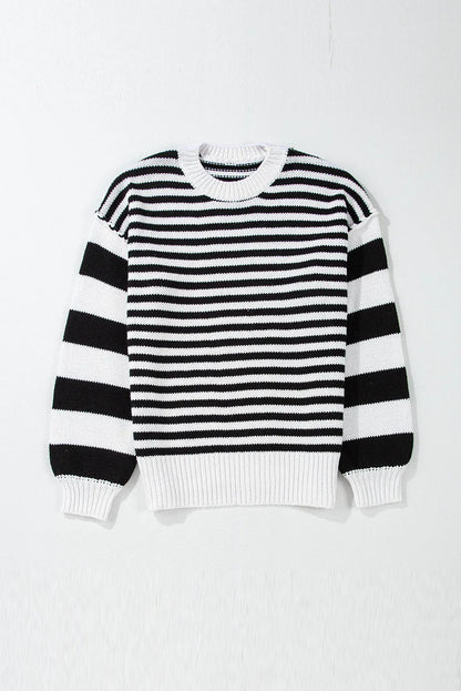 Striped Round Neck Long Sleeve Sweater