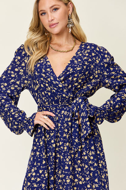 Flowy Tie-Back Flounce Sleeve Dress