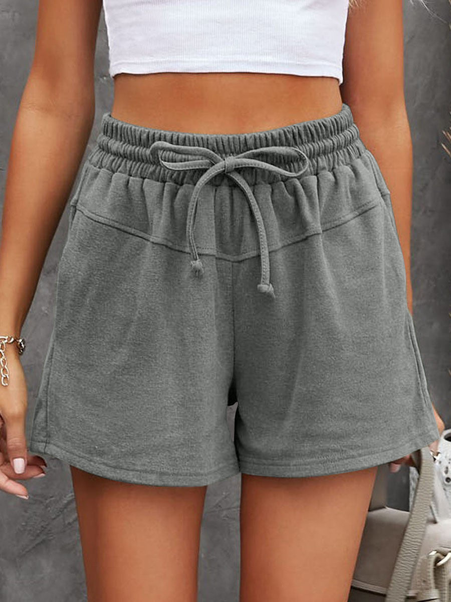 Full Size Drawstring Shorts with Pockets Dark Gray