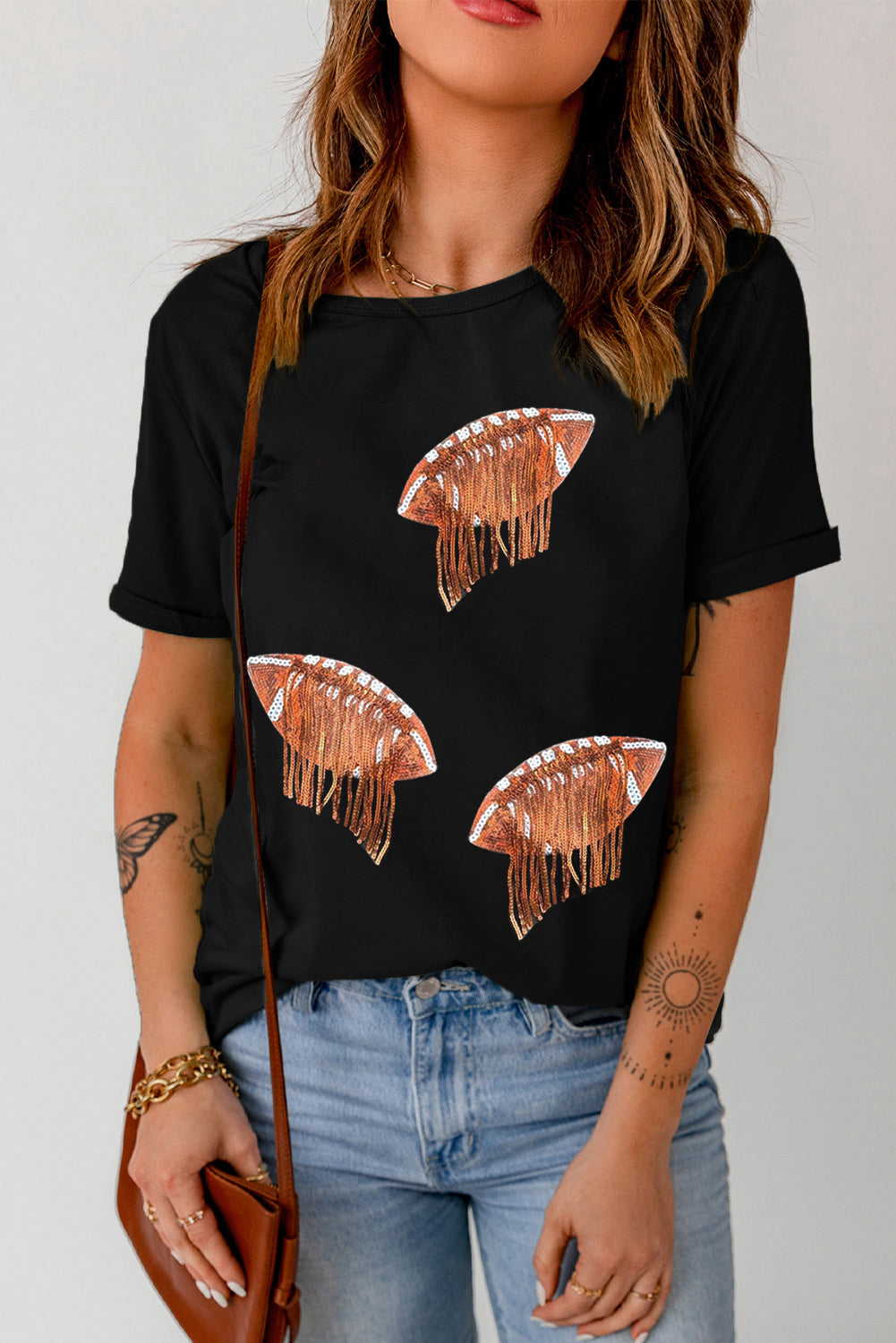 Sequin Football Graphic Tee