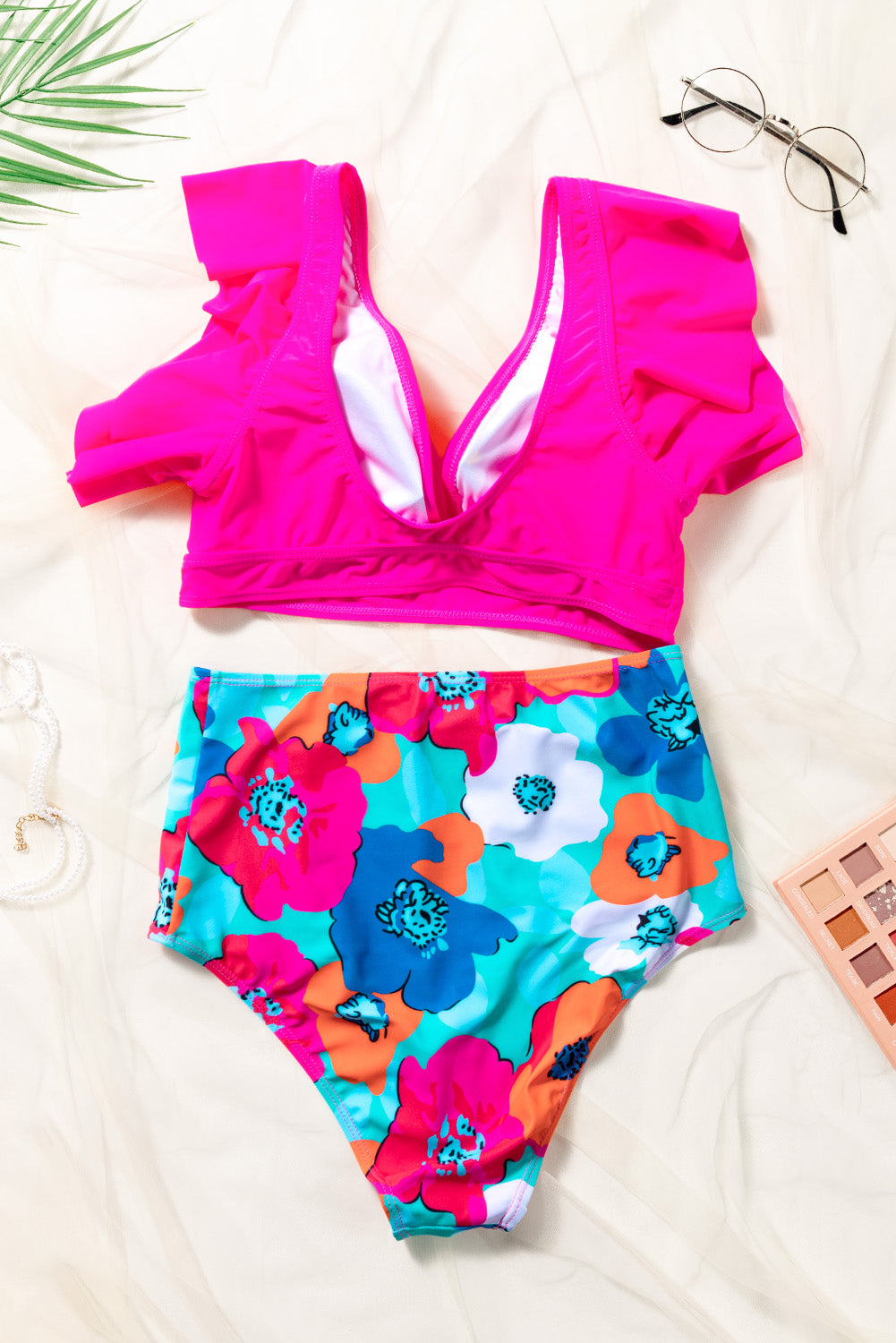 Floral High-Waisted Bikini Set