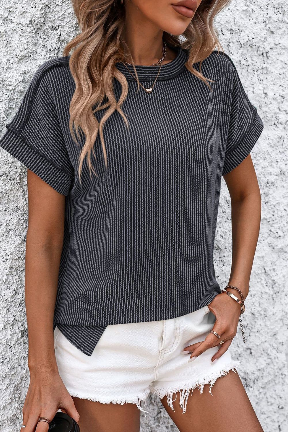 Relaxed Fit Striped Crewneck Tee