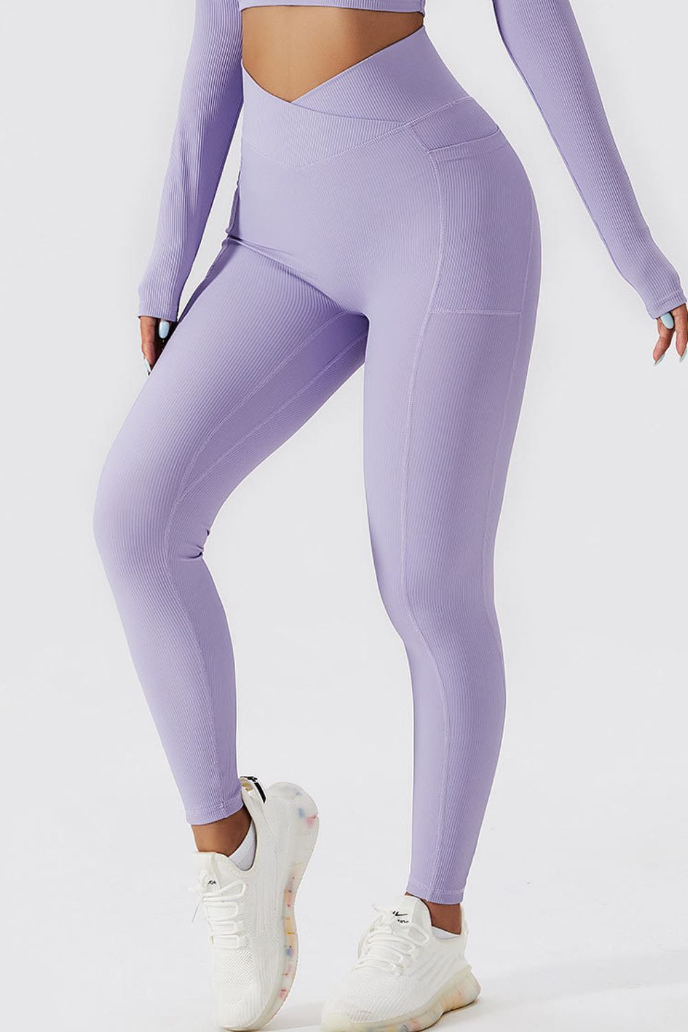 High-Waist Pocket Leggings with Crossover Detail