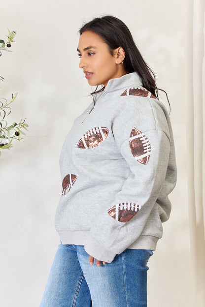 Back-to-School Sequin Football Sweatshirt