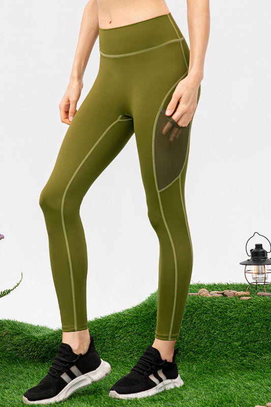 High Waist Slim Fit Long Sports Pants Matcha Green