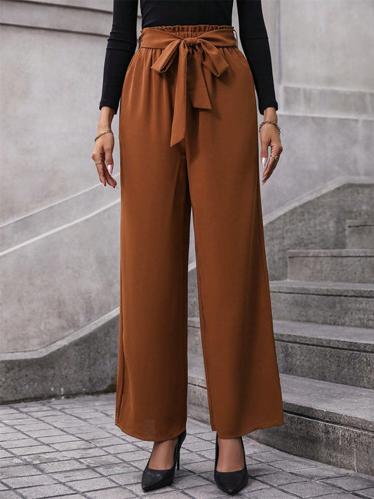 Tied Wide Leg Pants Caramel