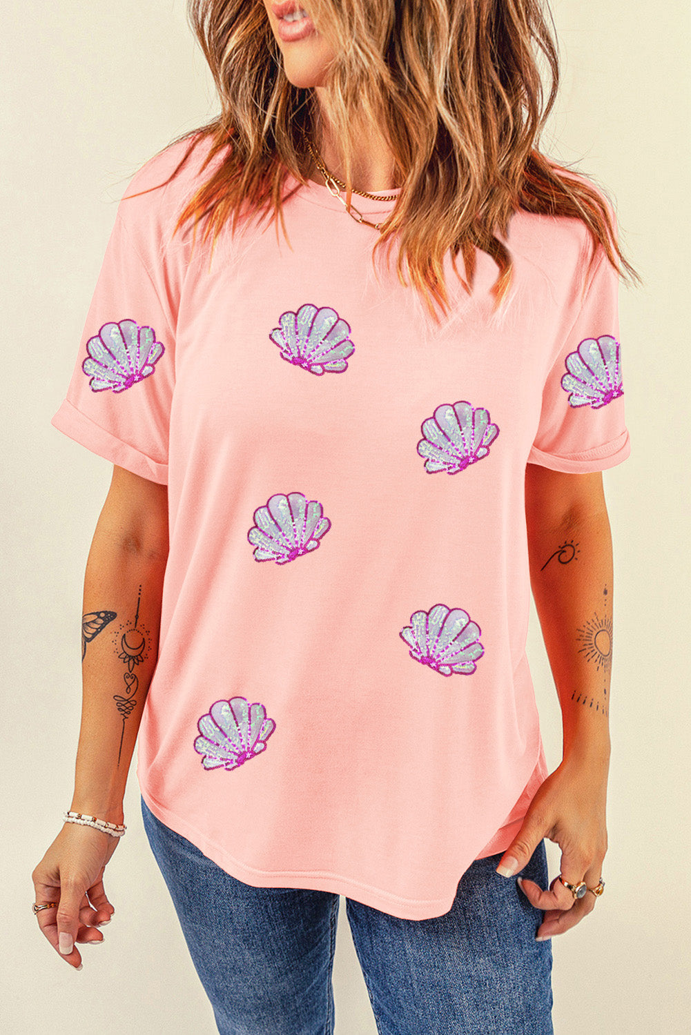 Shell Graphic Tee Watermelon pink