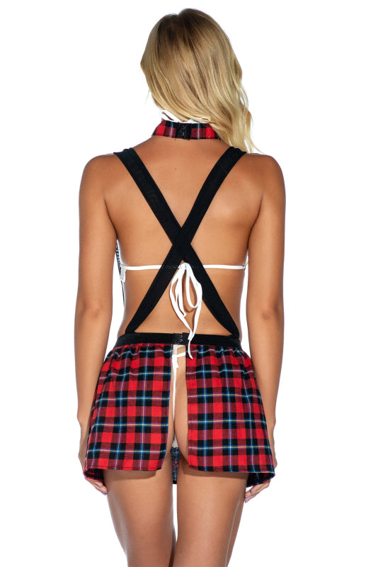 Christmas Plaid Sexy Babydoll Lace Nightgown