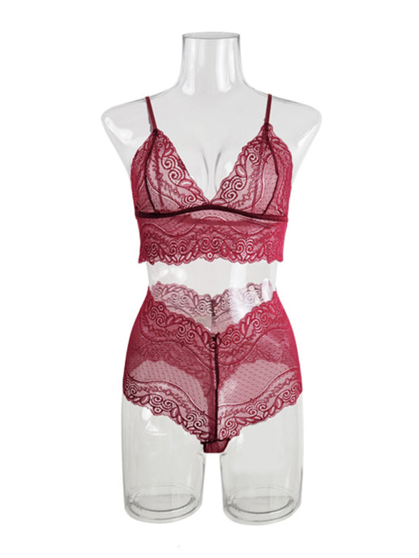 Women's Sexy Mesh See-Through Pajamas Four-Piece Set