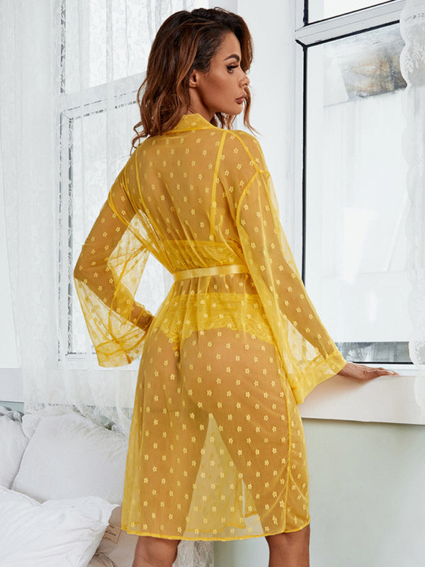 Women's Sexy Mesh See-Through Pajamas Four-Piece Set