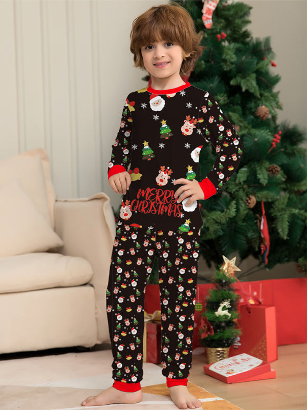 New Mommy and Me Santa Claus Printed Long-Sleeved Matching Pajamas Set (Children's Version)