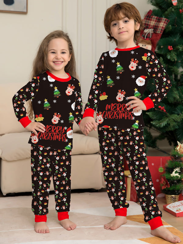 New Mommy and Me Santa Claus Printed Long-Sleeved Matching Pajamas Set (Children's Version)