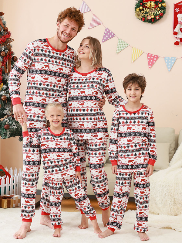 Christmas Loungewear Parent-Child Set Plaid Patchwork Printed Loungewear Red