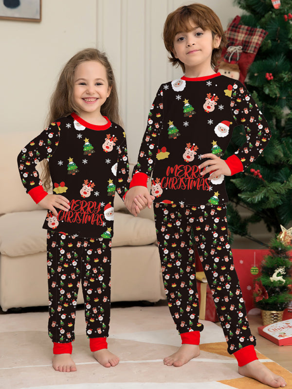 New Mommy and Me Santa Claus Printed Long-Sleeved Matching Pajamas Set (Dad Style)