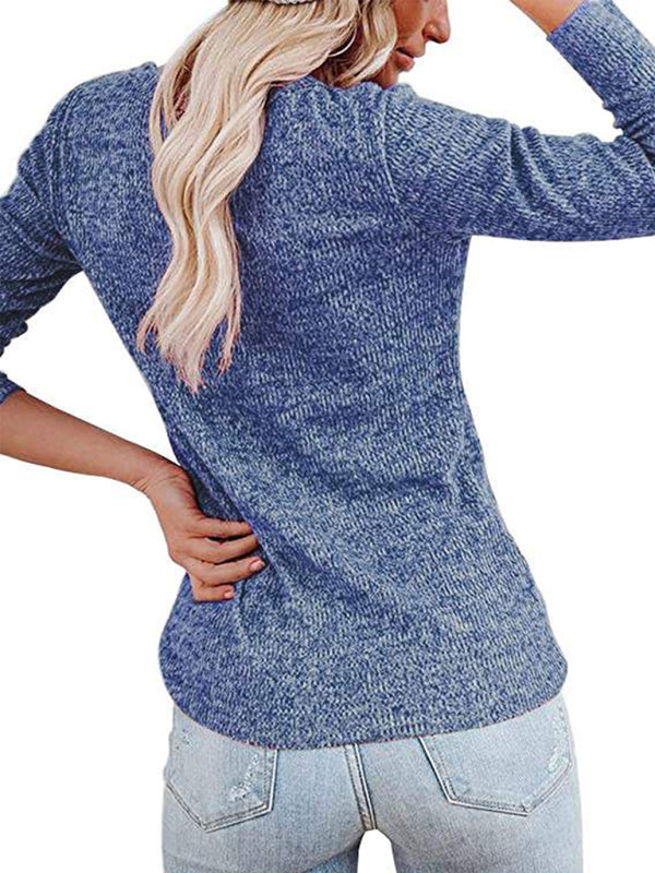 Women's Long Sleeve Henley Shirts V Neck Down Tops