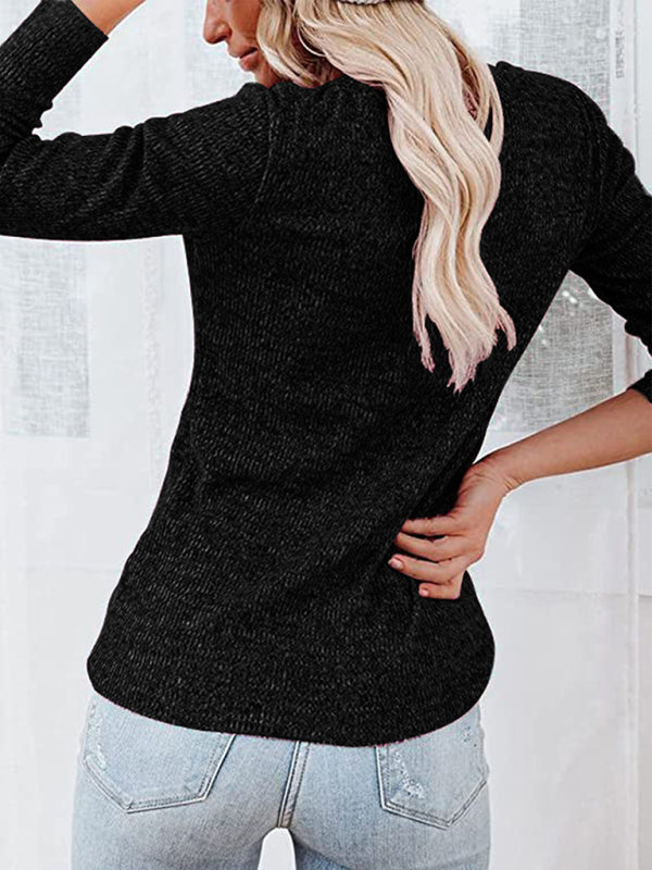 Women's Long Sleeve Henley Shirts V Neck Down Tops