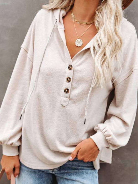 Women's Cardigan Hoodie Casual Loose Solid Color Sweatshirt Raw white off white