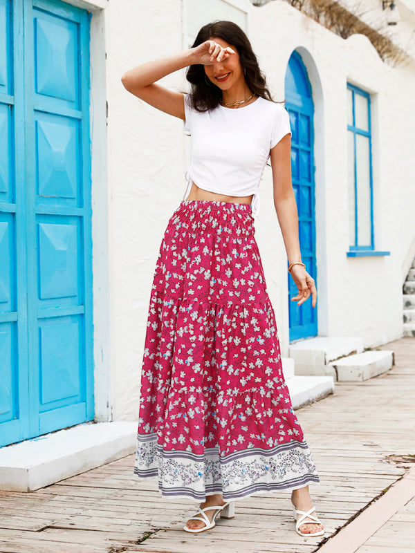 Ladies Casual Fashion Boho Print Skirt