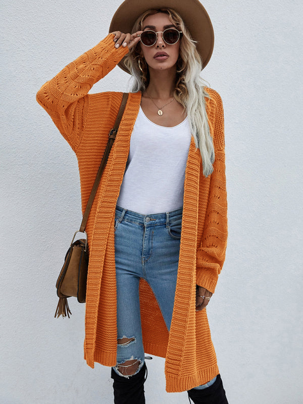 Women's Open Knit Long Sleeve Cardigan Ginger yellow