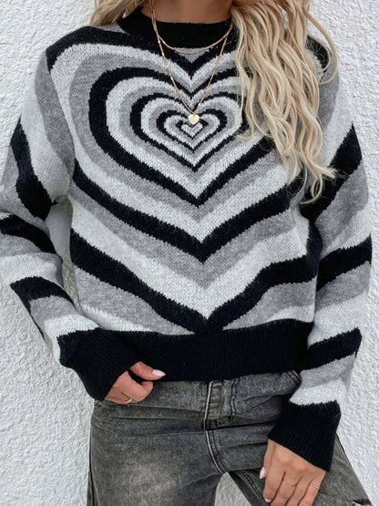 Women'S Round Neck Love Pullover Sweater