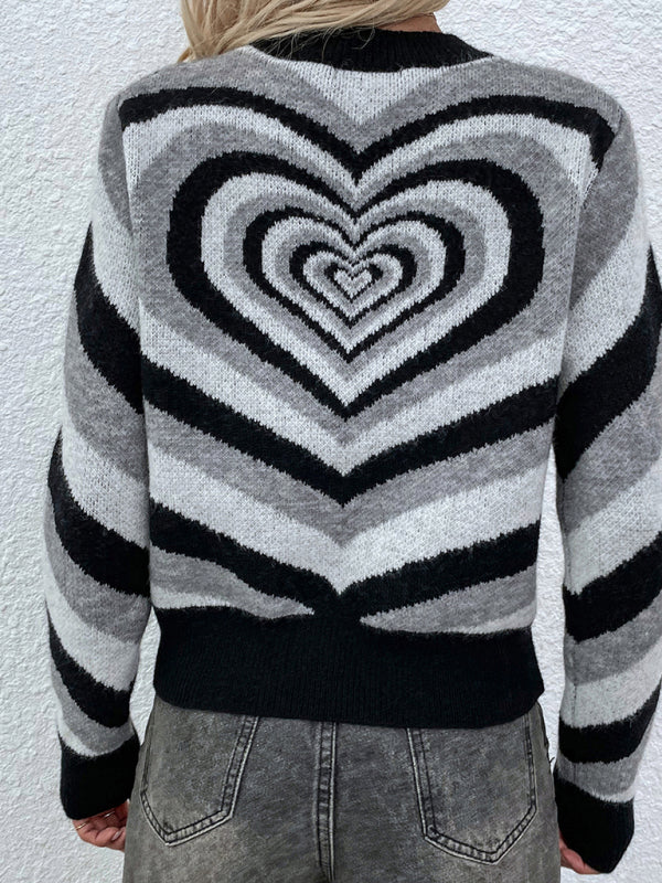 Women'S Round Neck Love Pullover Sweater