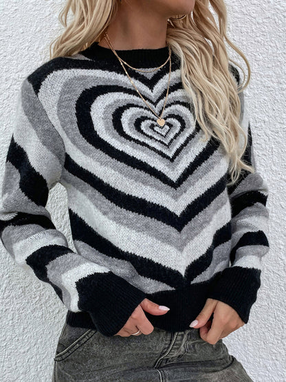 Women'S Round Neck Love Pullover Sweater