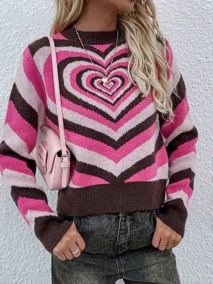 Women'S Round Neck Love Pullover Sweater