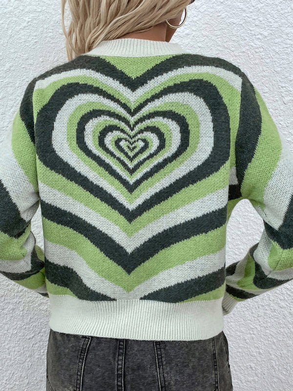 Women'S Round Neck Love Pullover Sweater