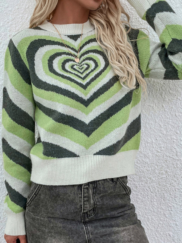 Women'S Round Neck Love Pullover Sweater