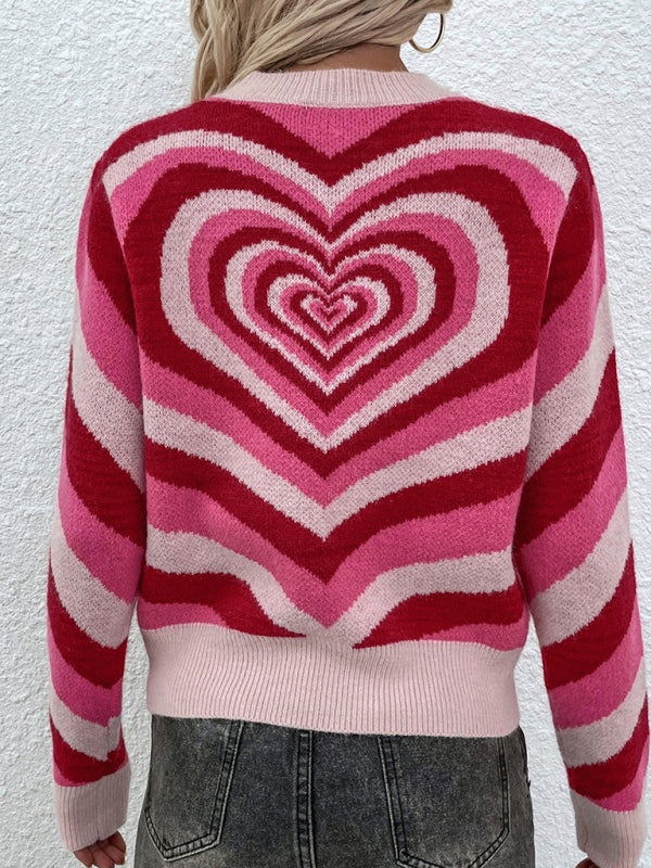 Women'S Round Neck Love Pullover Sweater