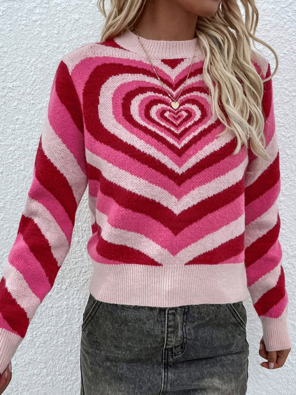 Women'S Round Neck Love Pullover Sweater