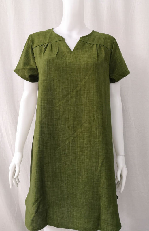 St. Patricks Day - Flowy V-Neck Dress with Rolled Sleeves