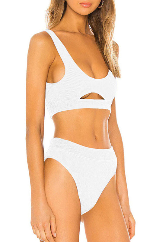 Women's Cutout Solid Color Split Swimsuit