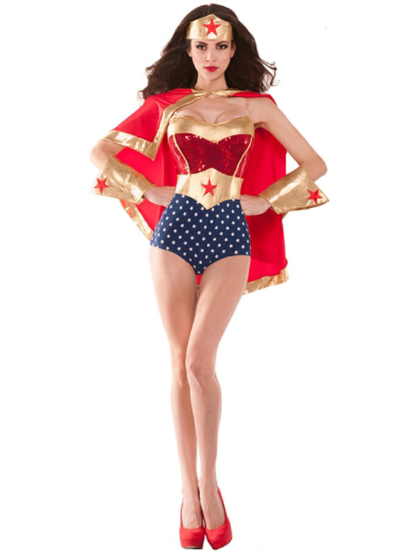 Women's Supergirl Halloween Cape Costume Red