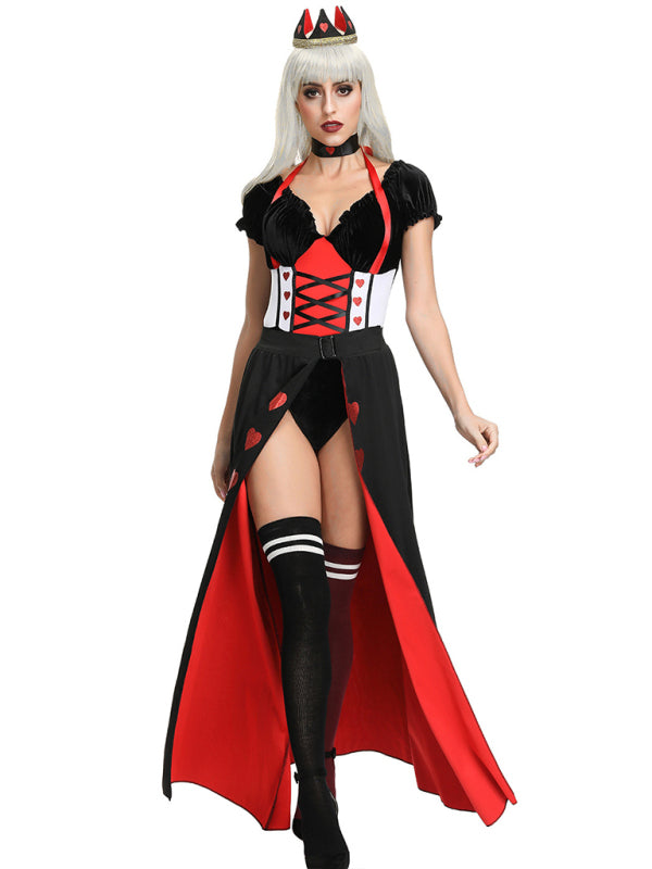 Medieval Princess Ball Heart Queen Costume Halloween Costume (Socks Not Included) Black