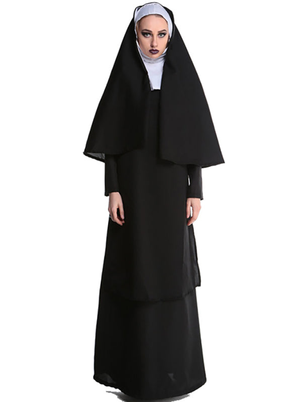 Women's Halloween Nun Costume Black