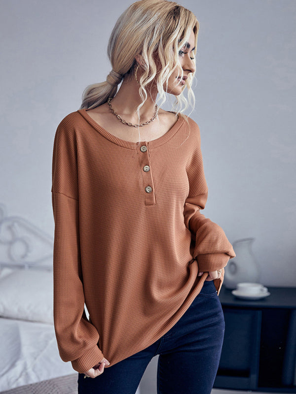 Women's Casual Solid Color Thin Long Sleeve Knit Sweater