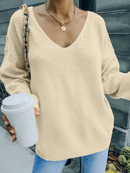 Autumn and winter European and American women's new V-neck long sleeved sweater women