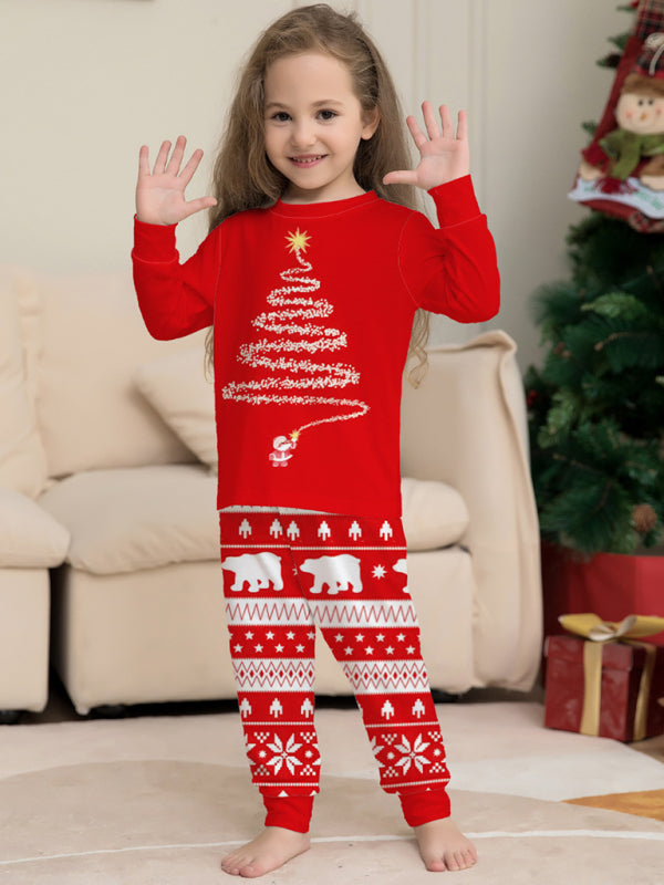 Girls' Long Sleeve Holiday Christmas Tree Polar Isle Holiday Fitted Two Piece Pajamas